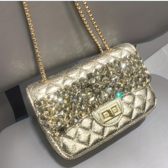 Handbags - Elegant Gold Quilted Women's Bag